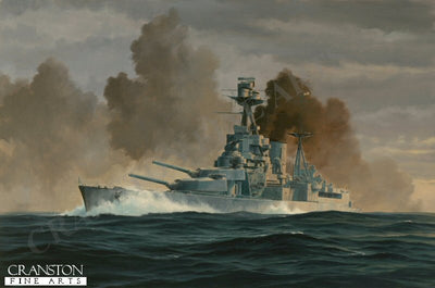 The Final Salvo - HMS Hood by Anthony Saunders. [Original Painting]