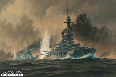 HMS Benbow at the Battle of Jutland by Anthony Saunders. [Original Painting]