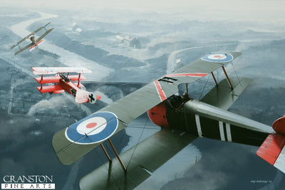 Captain Roy Brown engages the Red Baron, 21st April 1918 by Ivan Berryman. [Postcard]