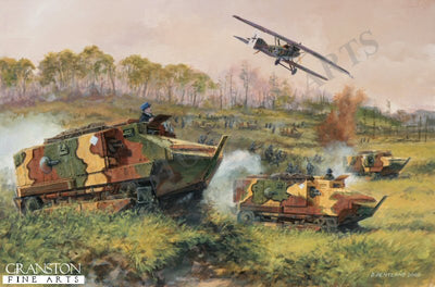 Tanks on the Marne - France, 18th July 1918 by David Pentland. [Original Painting]