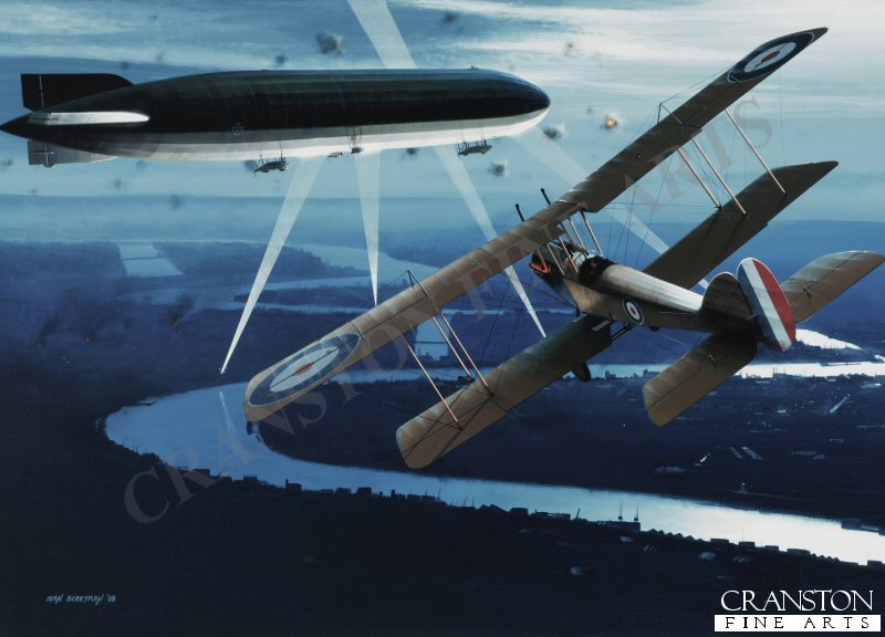 A Zeppelin over London by Ivan Berryman. [Postcard]
