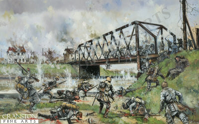 German Assault on the Nimy Bridge, Mons, 23rd August 1914 by Jason Askew. [Original Painting]