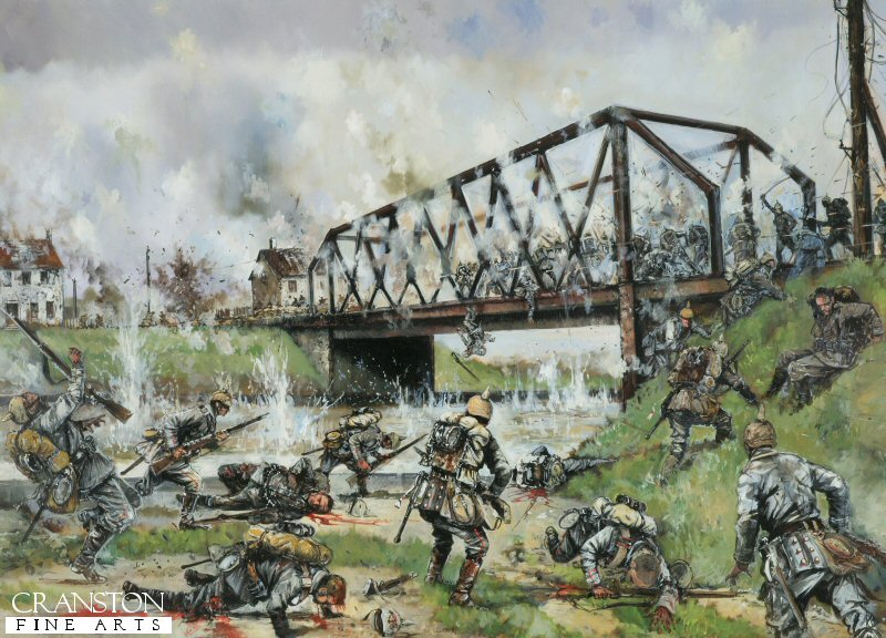 German Assault on the Nimy Bridge, Mons, 23rd August 1914 by Jason Askew. [Postcard]