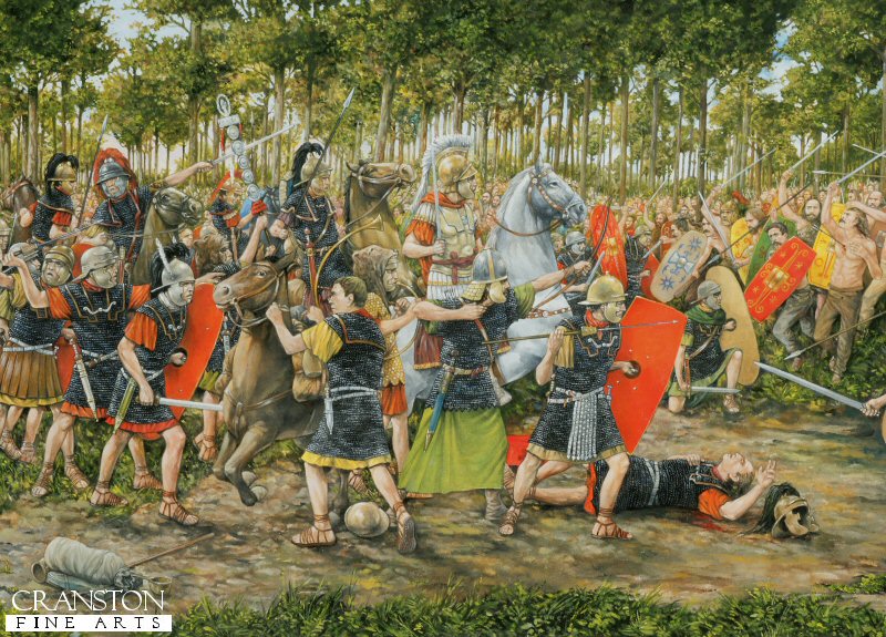 The Battle of Teutoburg Forest, AD 9 by Brian Palmer. [Postcard]