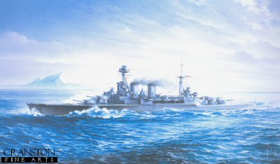 HMS Hood Passing Gibraltar by Brian Wood [Original Painting]