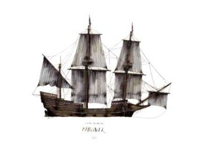Colonial Merchantman Mayflower 1620 by Tony Fernandes. [print]
