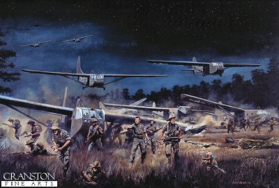 Chindits landing at Broadway, Burma, 5th / 6th March 1944 by David Rowlands. [print]