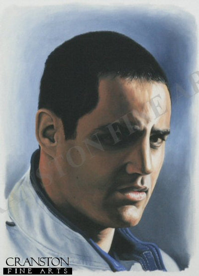 Portrait of Juan Pablo Montoya by Robert Tomlin. [Original Painting]