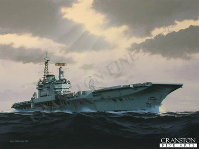 HMS Hermes - Under Leaden Skies by Ivan Berryman. [Original Painting]