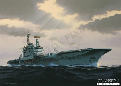 HMS Hermes - Under Leaden Skies by Ivan Berryman. [Postcard]