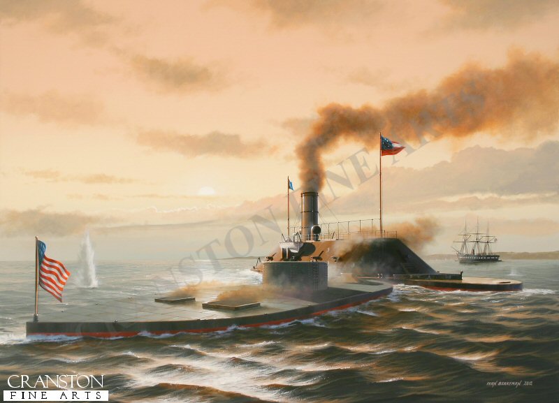 Battle of the Ironclads by Ivan Berryman. [Postcard]