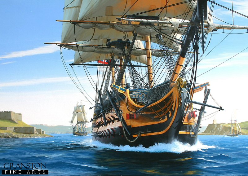 HMS Temeraire Departing Plymouth by Ivan Berryman. [Postcard]