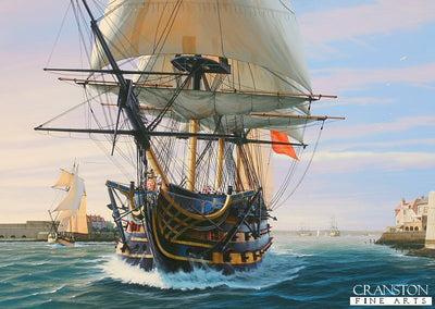 HMS Victory Departing Portsmouth by Ivan Berryman. [Postcard]