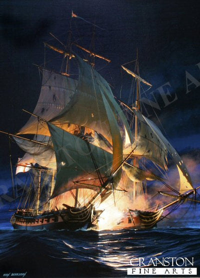 A Night Action off Cadiz by Ivan Berryman. [Postcard]