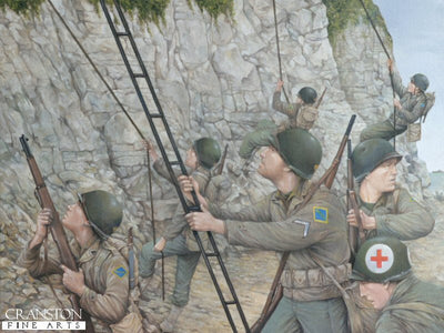 Scaling the Cliffs at Pointe du Hoc by Brian Palmer. [Original Painting]