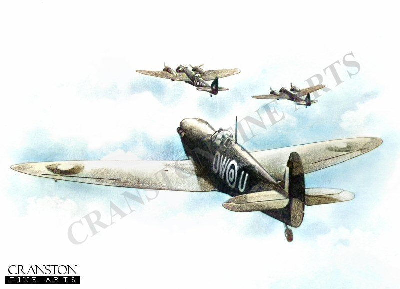 Escorting Blenheims to Le Trait, Spitfire W3455 of No.610 Sqn by Ivan Berryman [Postcard]