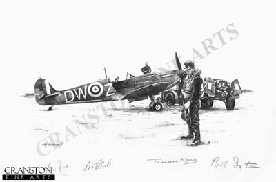 Tribute to Flight Lieutenant Warner of No.610 Sqn by Ivan Berryman. [Original Drawing]