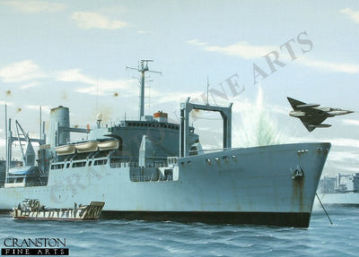 RFA Stromness at San Carlos Water by Ivan Berryman. [Postcard]