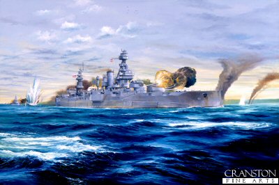 Gunline Omaha - USS Texas by Randall Wilson [Original Painting]