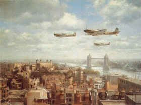 Spitfires over London by John Young. (B) [print]