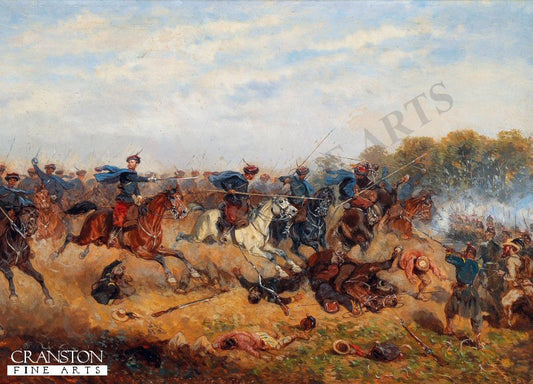 The Charge of the 'Trani' Uhlans in the Battle of Custoza by Adriaen van Diest [Postcard]