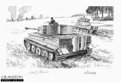 The Ambush, North of Malinava Latvia, 22nd July 1944 by David Pentland. [Original Drawing]
