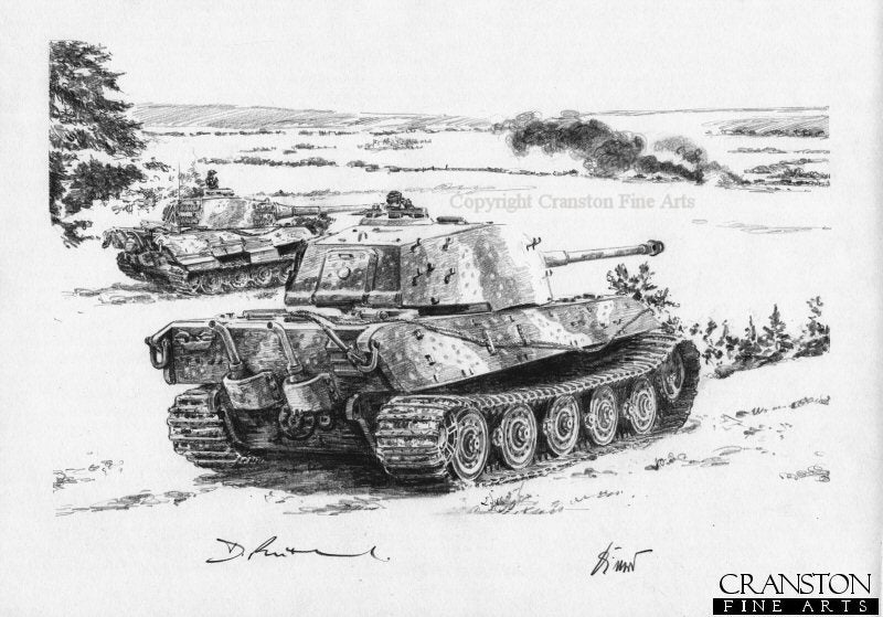 Stemming the Tide, Straussberg, East of Berlin, 19th April 1945 by David Pentland. [Original Drawing]
