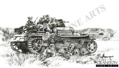 Containing the Baranow Bridgehead, Ukraine, 1st-2nd August 1944 by David Pentland. [Original Drawing]
