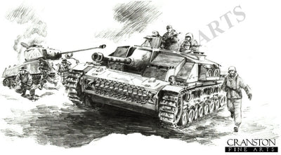 Fight for Hill 42, East Prussia, 15th March 1945 by David Pentland. [Original Drawing]