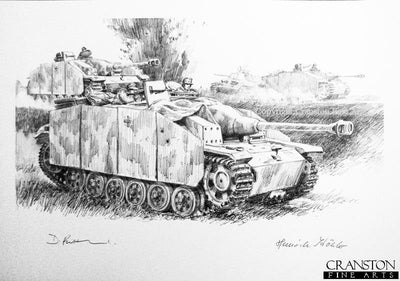 Rearguard on the Duna Front, Latvia, 4th August 1944 by David Pentland. [Original Drawing]