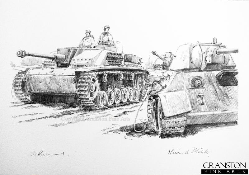 Stumgeschutz Vor, Smolensk, Central Russia, September 1943 by David Pentland. [Original Drawing]