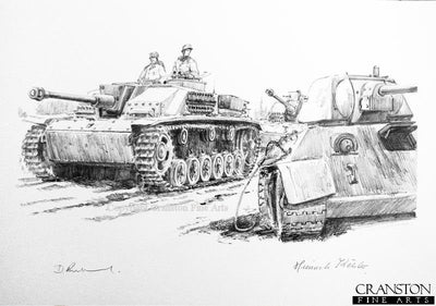 Stumgeschutz Vor, Smolensk, Central Russia, September 1943 by David Pentland. [Original Drawing]
