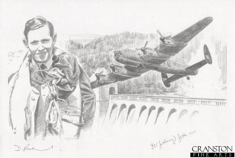 Tribute to the 617 Sqn Dambusters Crew of Lancaster AJ-N by David Pentland. [Original Drawing]