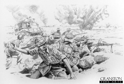 Folgore at El Alamein by David Pentland. [Original Drawing]
