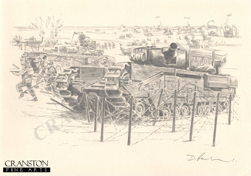 Gold Beach, Normandy, 6th June 1944 by David Pentland. [Original Drawing]