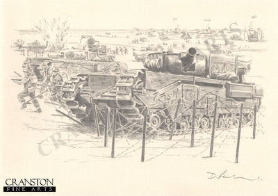 Gold Beach, Normandy, 6th June 1944 by David Pentland. [Original Drawing]
