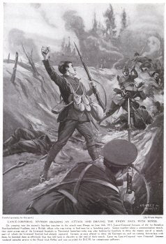 Lance-Corporal Joynson Heading An Attack And Driving The Enemy Back With Bombs [print]