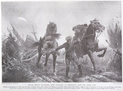 Driver Brown Returning With wounded on horseback From The Firing Line. [print]
