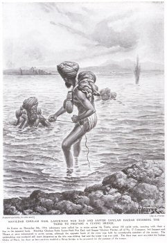 Havildar Ghulam Nabi, Lance-Naik Nur Dad And Sapper Ghulam Haidar Swimming The Tigris To Prepare A Flying Bridge. [print]