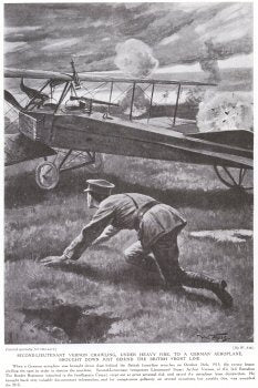 Second Lieutenant Vernon Crawling, Under Heavy Fire, To A German Aeroplane, Brought Down just Behind The British Front Line. [print]
