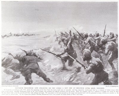 Havildar Muhammad Azim Steadying His Men Under A Hot Fire At Serapeum After Being Wounded. [print]