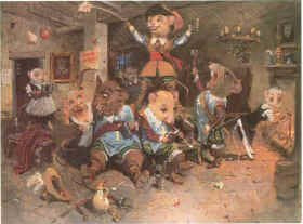 D'Artagnan and the Three Mousketeers by Terence Cuneo. [print]