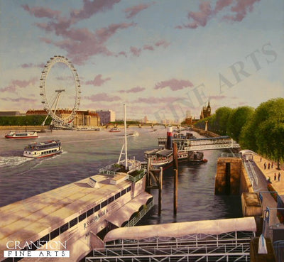 The London Eye from Hungerford Bridge by Graeme Lothian. [Original Painting]