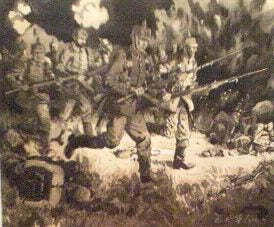 Night Attack by German Infantry of the 12th Regiment by Gordon Wilson. [Original Painting]