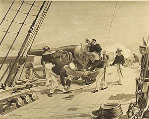 Bombardment of Alexandria, 1882 by Henry Dupray. [Antique]