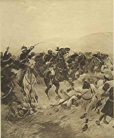 Battle of Futtenhabad, 1879 by Henry Dupray. [Antique]