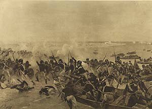 Battle of Aboukir, 1801 by Henry Dupray. [Antique]