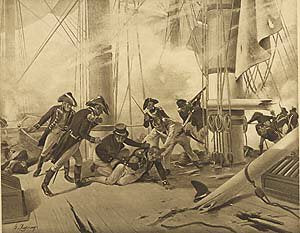 Battle of Trafalgar, 1805 by Henry Dupray. [Antique]