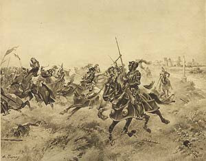 Battle of Spurs, 1513 by Henry Dupray. [Antique]
