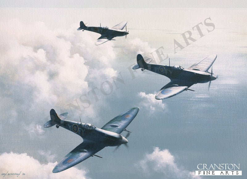 Spitfires of No.611 West Lancashire Squadron by Ivan Berryman. [Postcard]